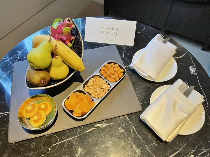 Welcome amenities from Grand Deluxe Room 71 series at The Capitol Kempinski Hotel