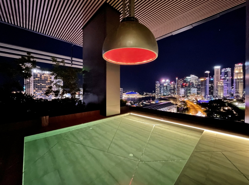 Flow 18 swimming pool at night at JW Marriott Hotel South Beach