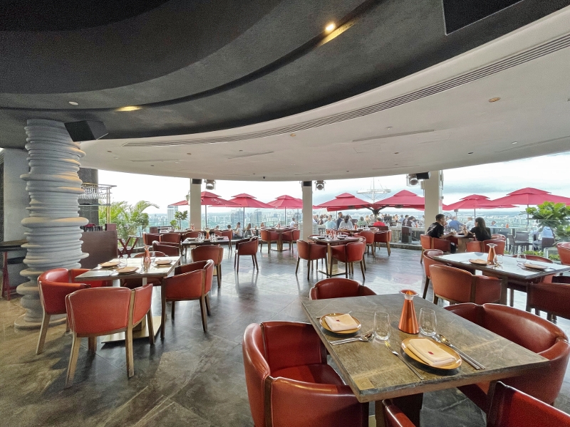 Indoor seating area at CÉ LA VI Restaurant & SkyBar at Marina Bay Sands Hotel