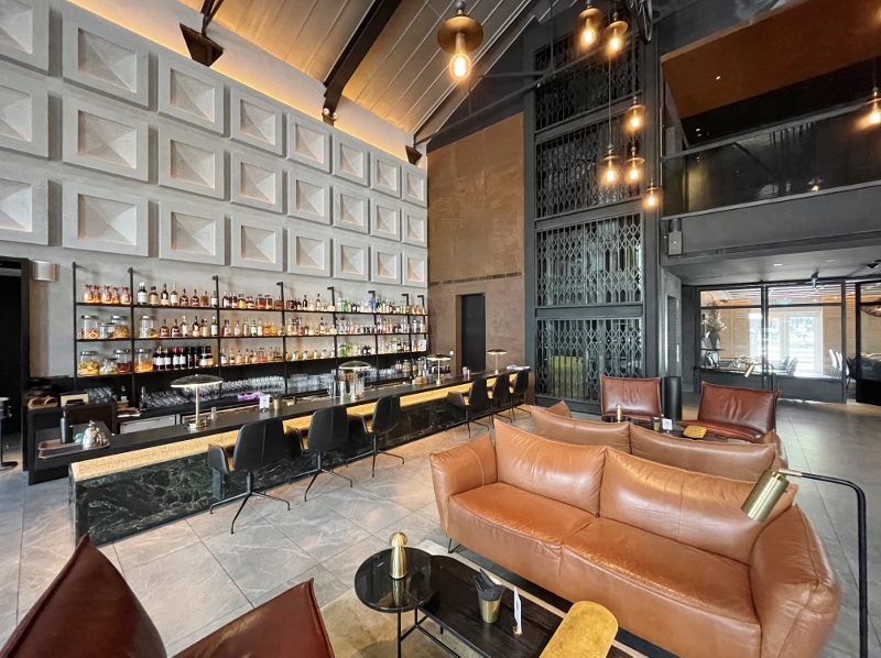Seating area at the Lobby Bar at The Warehouse Hotel