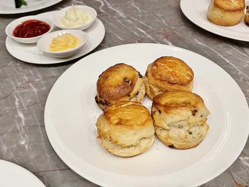 Scones and condiments from One-Ninety Bar at Four Seasons Hotel