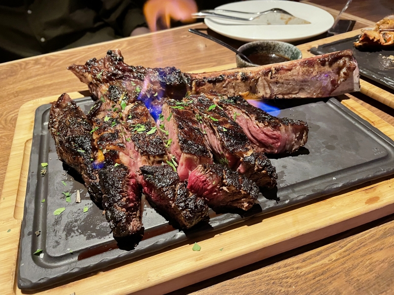 Wagyu tomahawk from Opus Bar & Grill Steakhouse at Voco Orchard Hotel