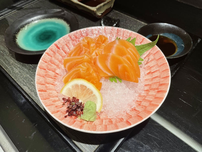 Salmon sashimi from Keyaki Japanese restaurant at Pan Pacific Hotel
