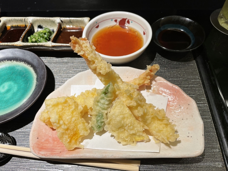 Tempura platter from Keyaki Japanese restaurant at Pan Pacific Hotel