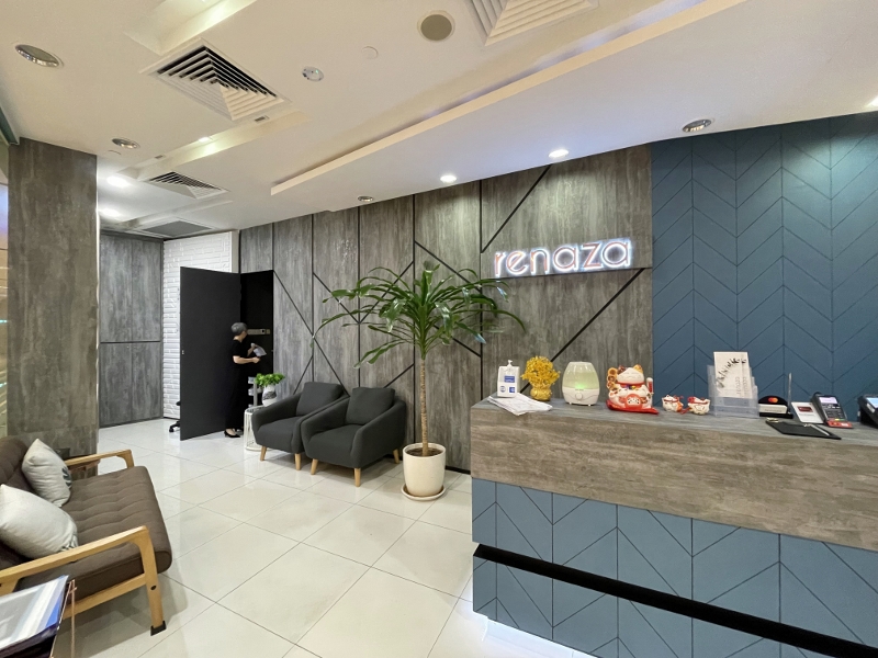 Reception area at Renaza Wellness Facial Spa at Marina Bay Link Mall