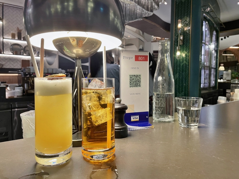 Bellatanta and apple juice drinks from Prego restaurant at Fairmont Hotel