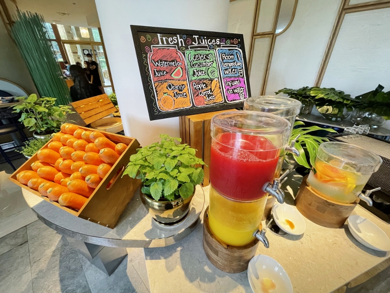 Fresh juices station at The Kitchen Table restaurant at W Hotel Sentosa Cove