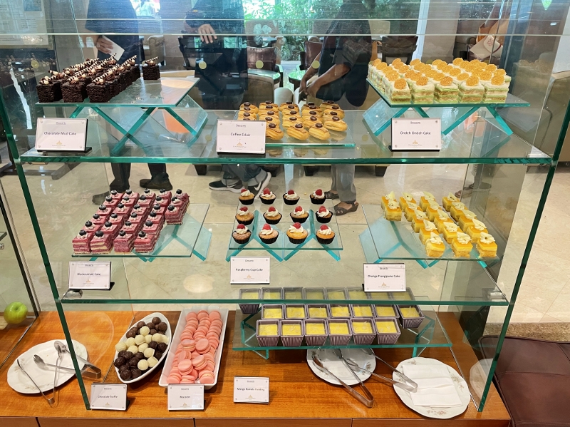 Desserts display at L'Espresso Cafe at Goodwood Park Hotel