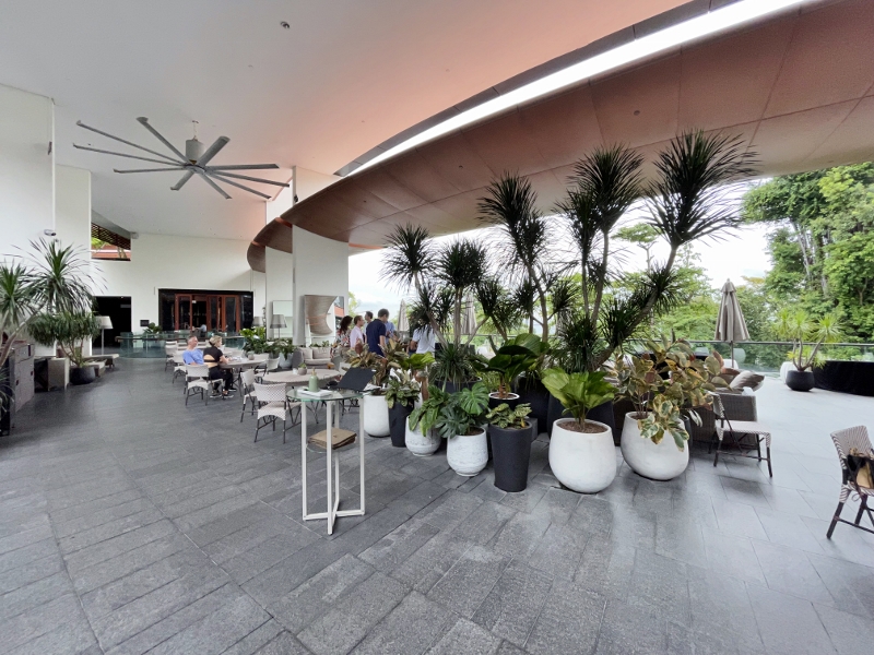 Outdoor seating area at Bob's Bar at Capella Hotel