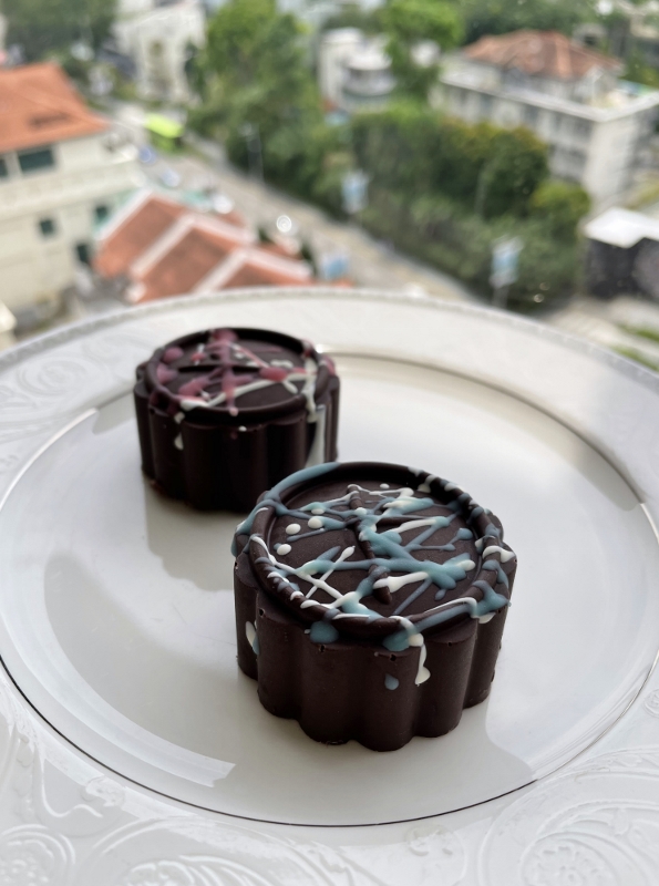 Laksa lemongrass and ginger flower chocolate mooncakes from Janice Wong Pure Imagination confectionary at Paragon shopping mall