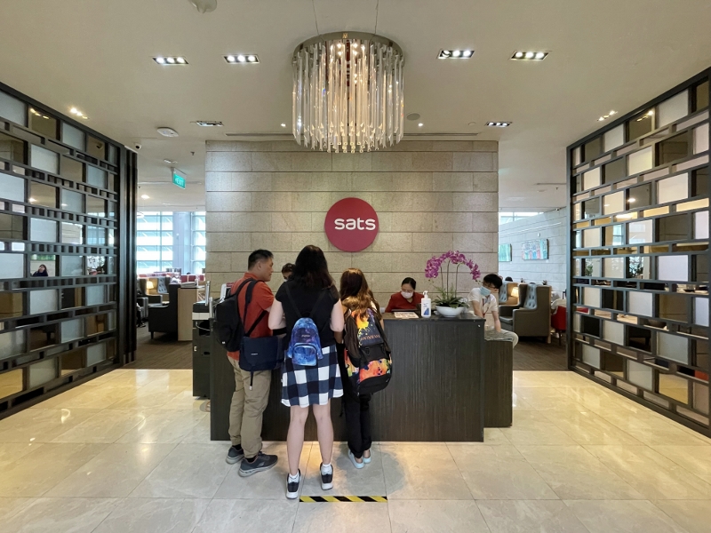 Reception counter at SATS Premier Lounge at Changi Airport Terminal 3
