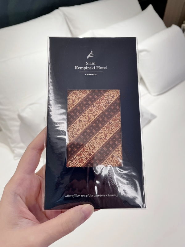 Microfiber cloth from turndown service in Executive Balcony Room at Siam Kempinski Hotel