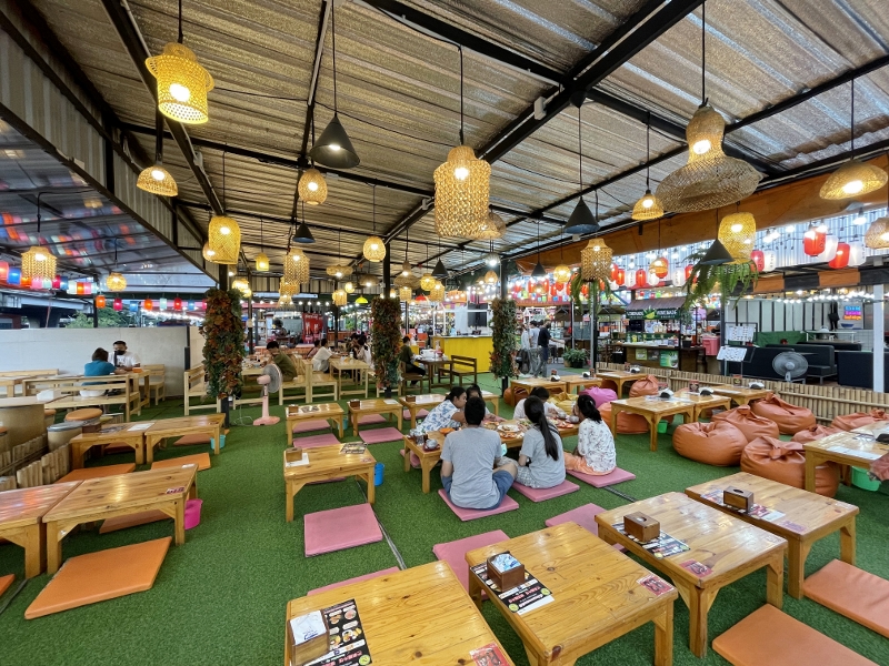 Restaurant seating area at Liab Duan Night Market