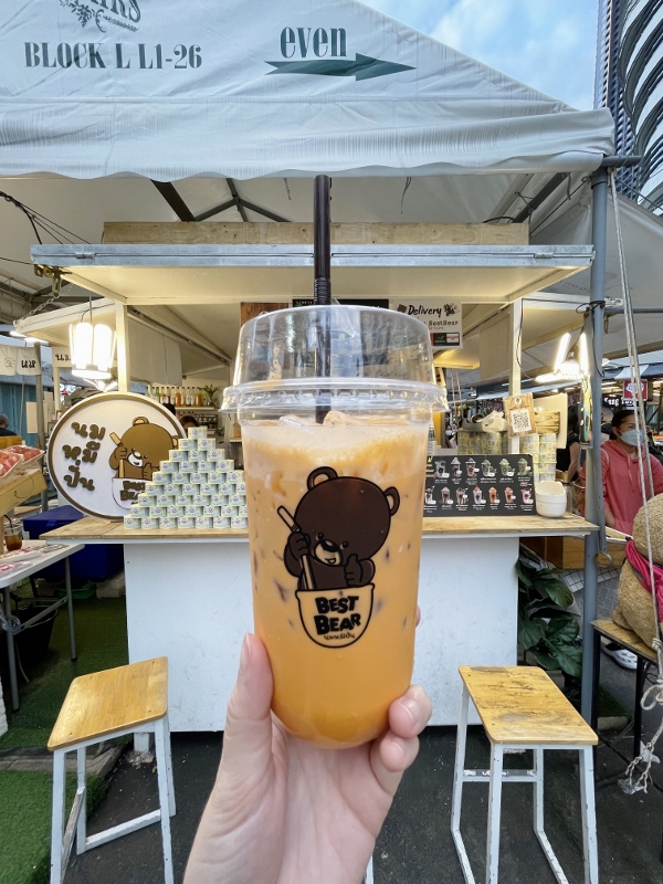Thai iced milk tea from Jodd Fairs Night Market (Rama 9)