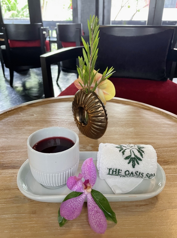 Welcome drink and cold towel at The Oasis Spa - Urban Oasis Spa