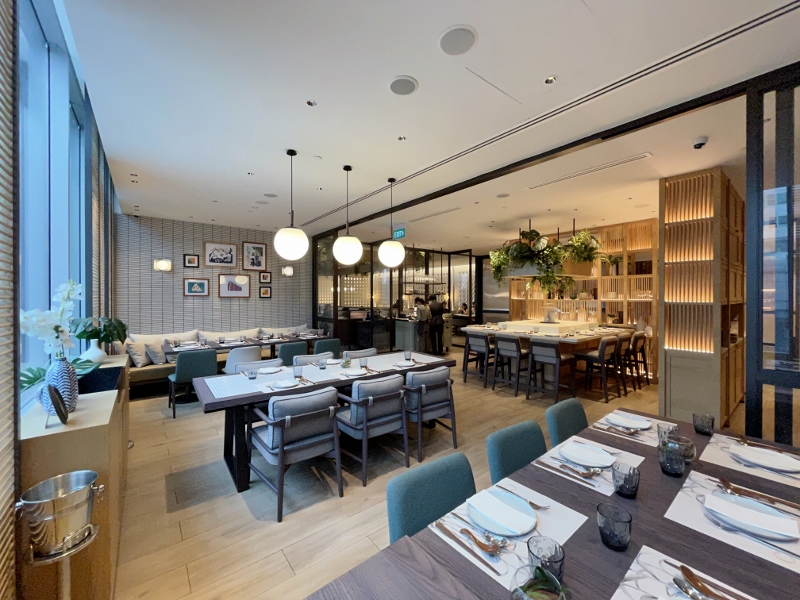 Seating area at Chatterbox restaurant at Hilton Singapore Orchard Hotel