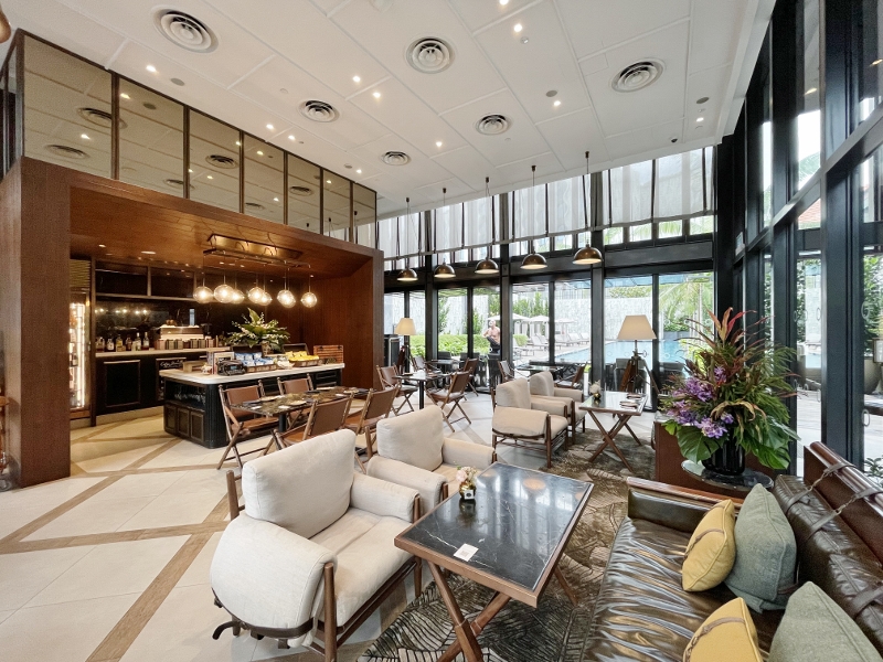 Seating area at The Living Room at The Barracks Hotel