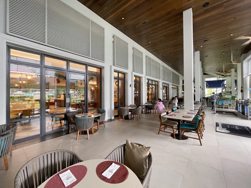 Outdoor seating area at Sessions restaurant at Hard Rock Hotel Desaru Coast