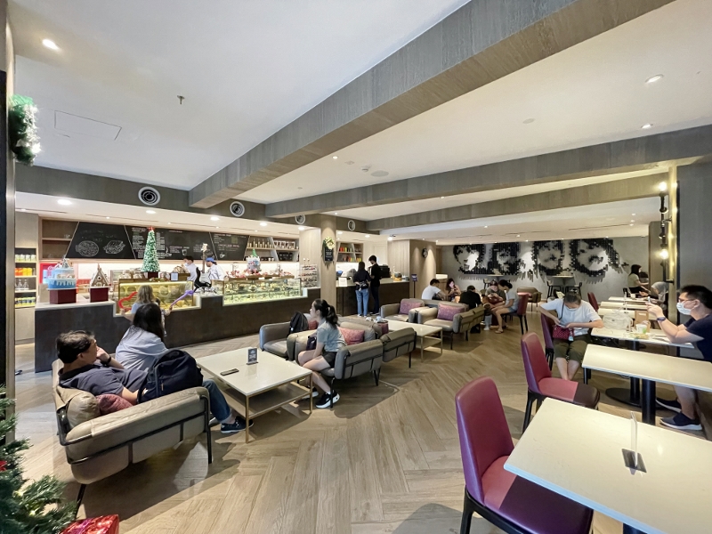 Seating area at Constant Grind cafe at Hard Rock Hotel Desaru Coast