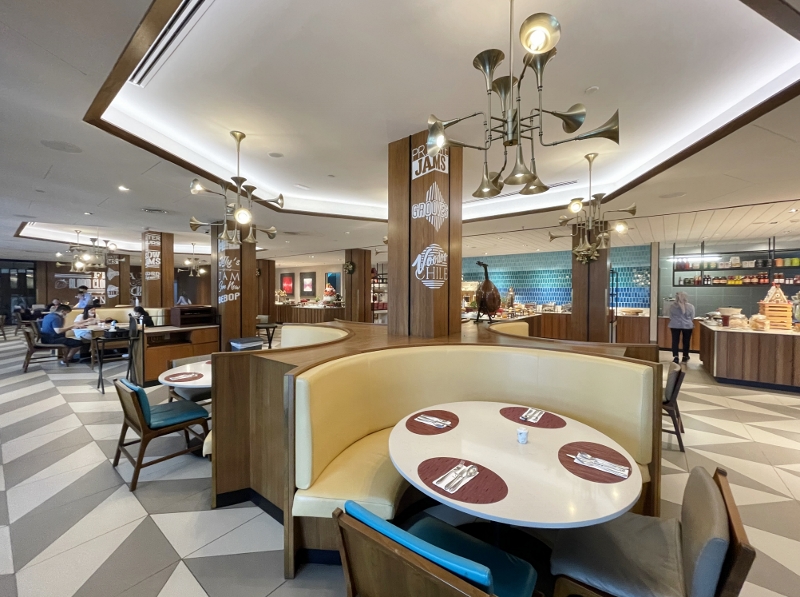 Indoor seating area at Sessions restaurant at Hard Rock Hotel Desaru Coast