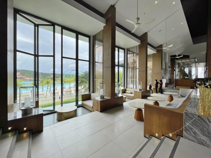 Seating area at GMT+8 lobby bar at Hard Rock Hotel Desaru Coast