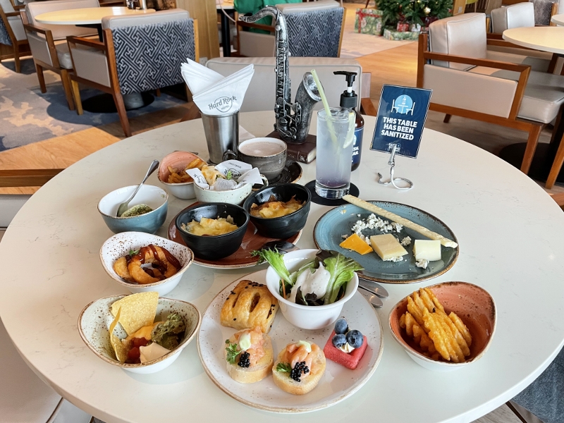 Evening cocktails and canapes from Rock Royalty Lounge at Hard Rock Hotel Desaru Coast