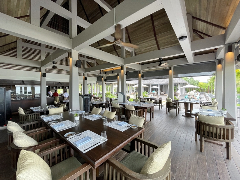 Seating area at Sea.Fire.Salt restaurant at Anantara Desaru Coast Resort & Villas