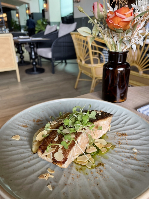 Seared red Norwegian salmon from Sol & Ora restaurant at The Outpost Hotel Sentosa
