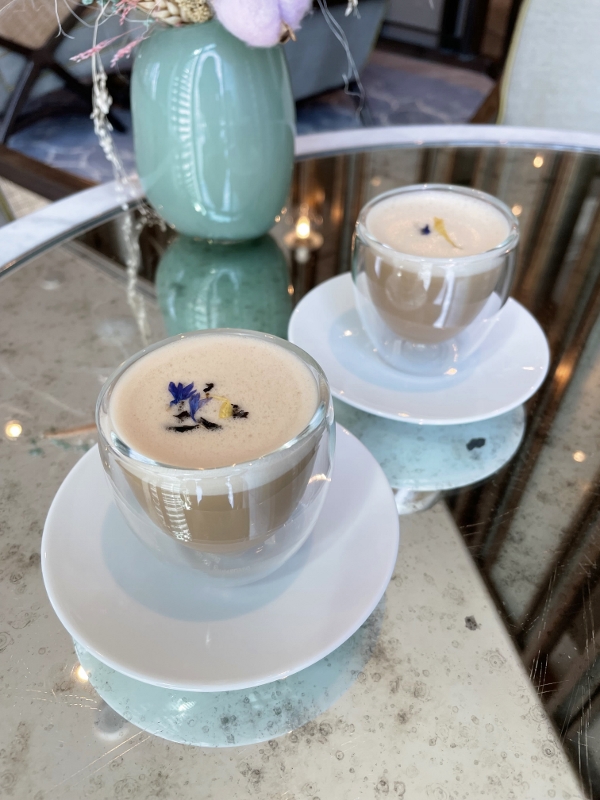 Two shots of teh tarik from The Lounge at Four Seasons Hotel Kuala Lumpur