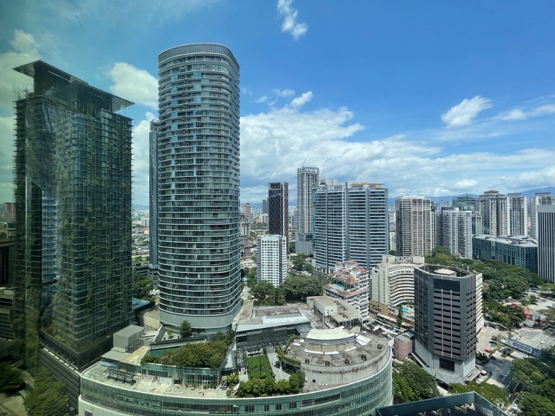 The view from City View Room at Four Seasons Hotel Kuala Lumpur