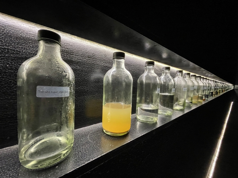 Bottles of distillates at Shui bar