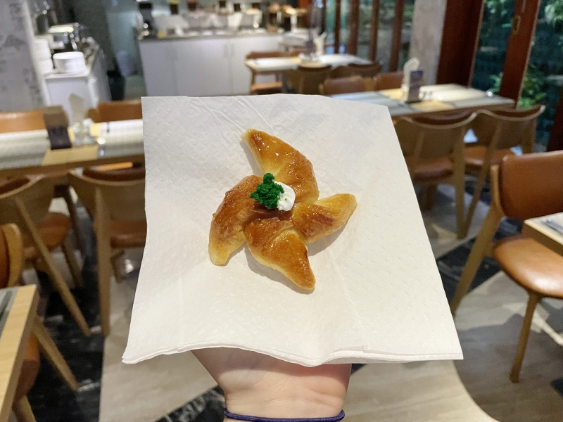 Pastry from the breakfast buffet at O’View Restaurant at Samann Host hotel