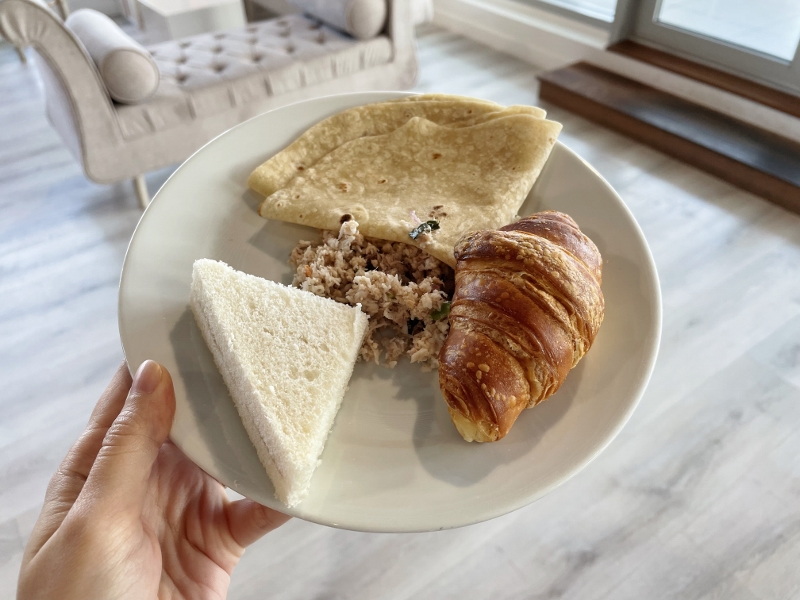 Buffet items at Coral Lounge by TMA at Noovilu Seaplane Terminal