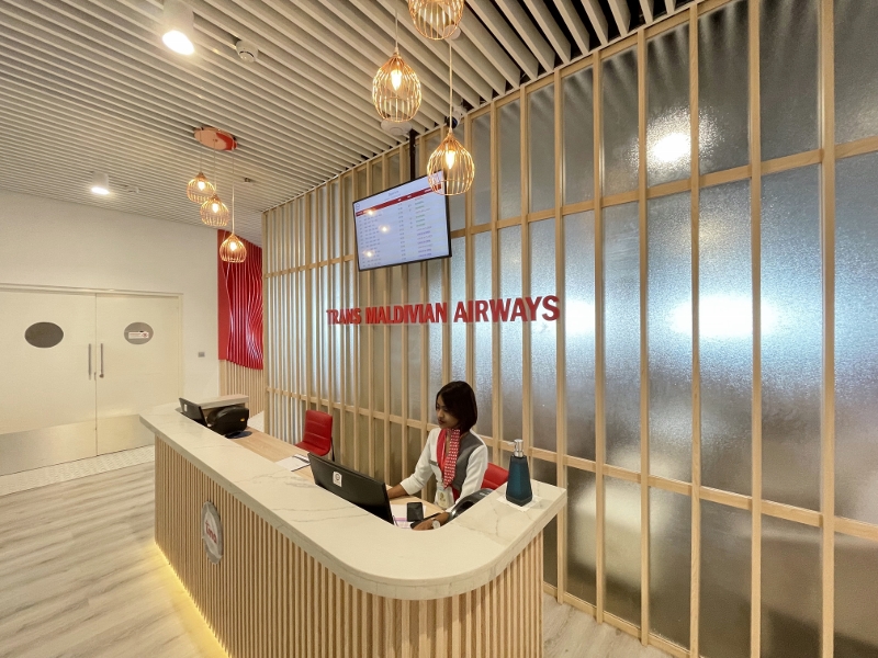 Entrance to Coral Lounge by TMA at Noovilu Seaplane Terminal