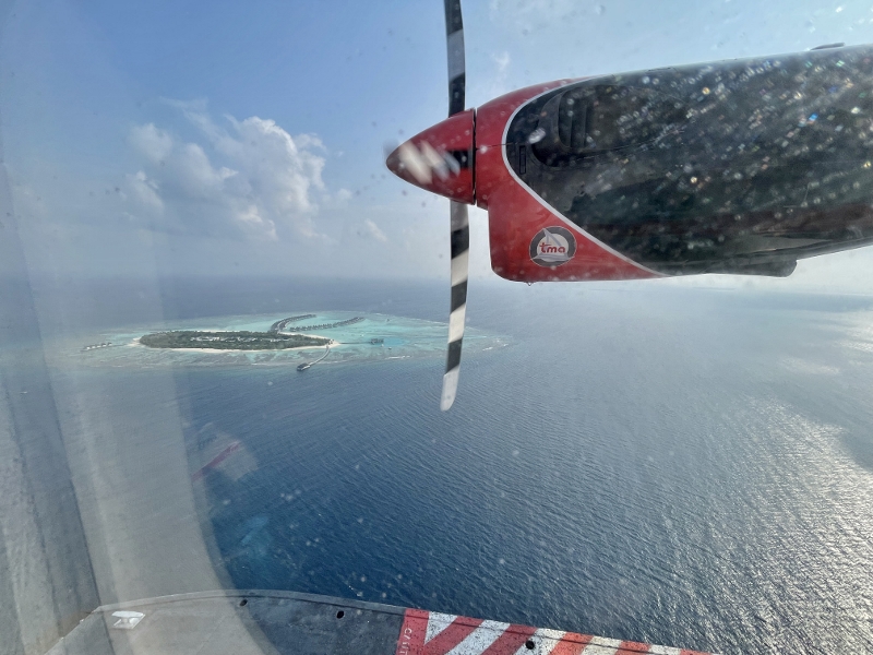 The view of Mövenpick Resort Kuredhivaru from the seaplaane