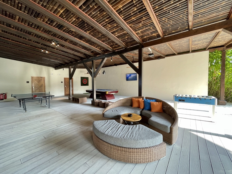 Table soccer, billiard and table tennis games at ONU Marche restaurant and bar at Mövenpick Resort Kuredhivaru