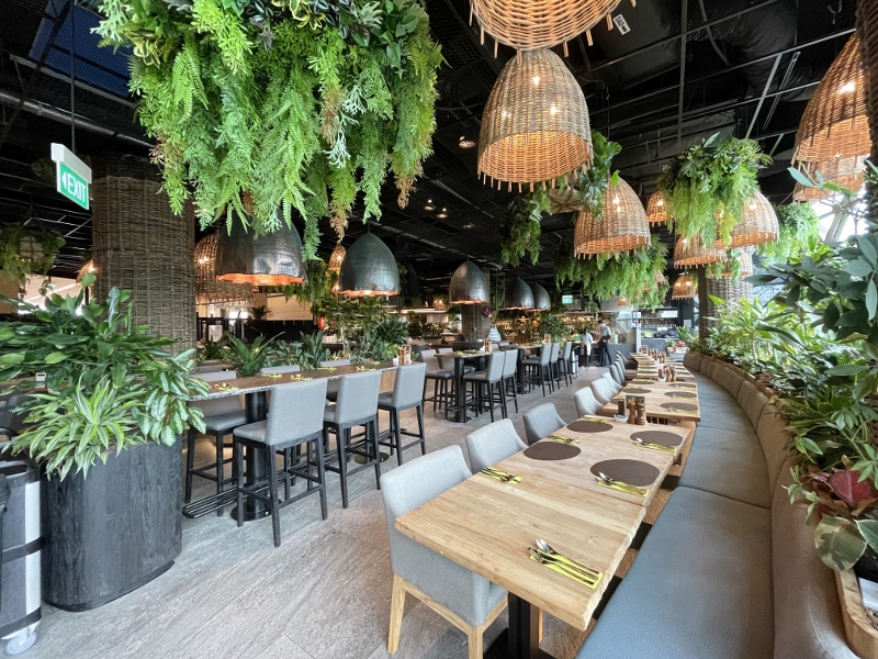 Seating area at Greenhouse restaurant at Dusit Thani Laguna Hotel