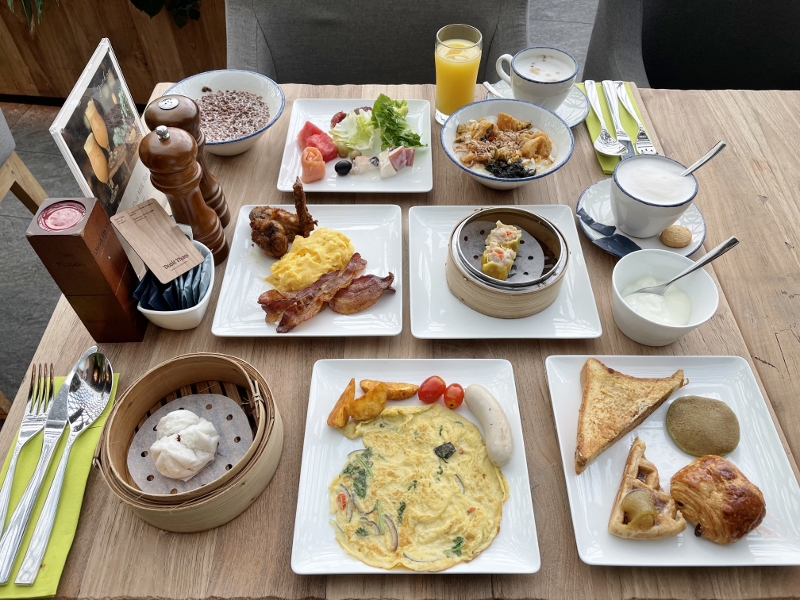 Breakfast buffet dishes from Dusit Thani Laguna Hotel