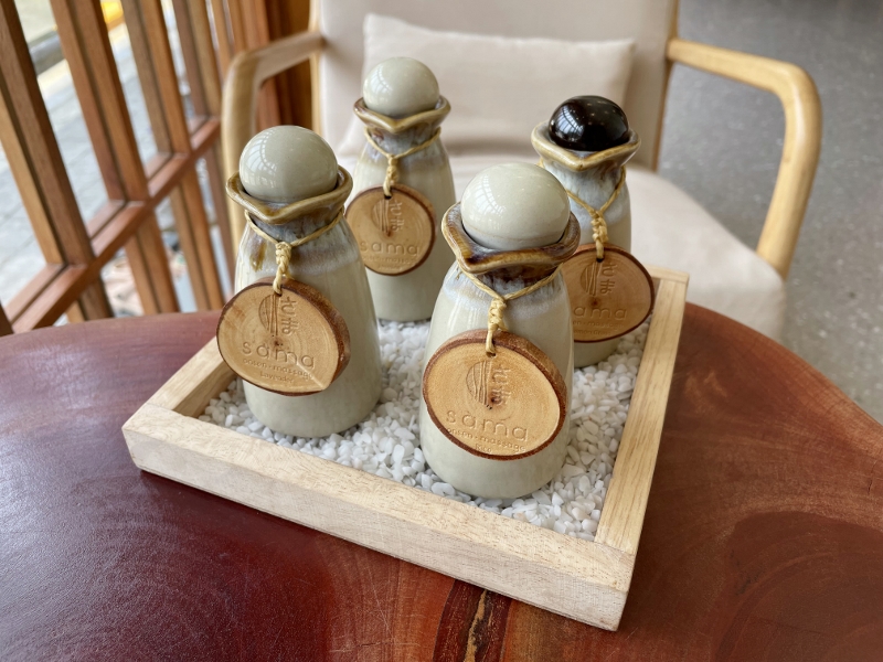 Massage oil bottles at SAMA Onsen & Massage Spa
