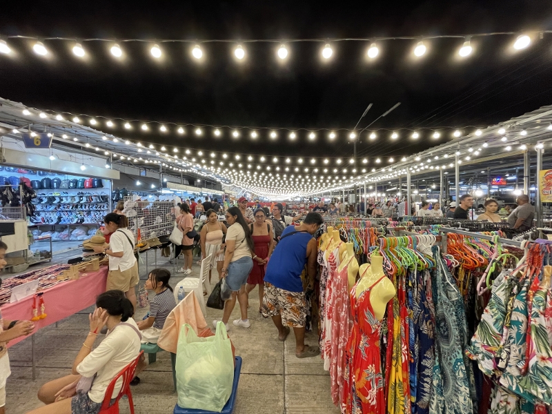 Retail stalls at Naka Weekend Market