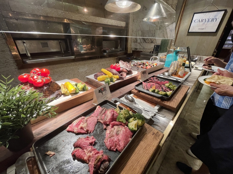 Carvery station at Crossroads Cafe at Marriott Tang Plaza Hotel