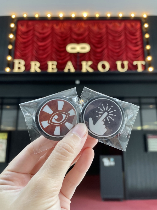 Souvenir badges from Breakout Escape room at NU Sentral shopping mall