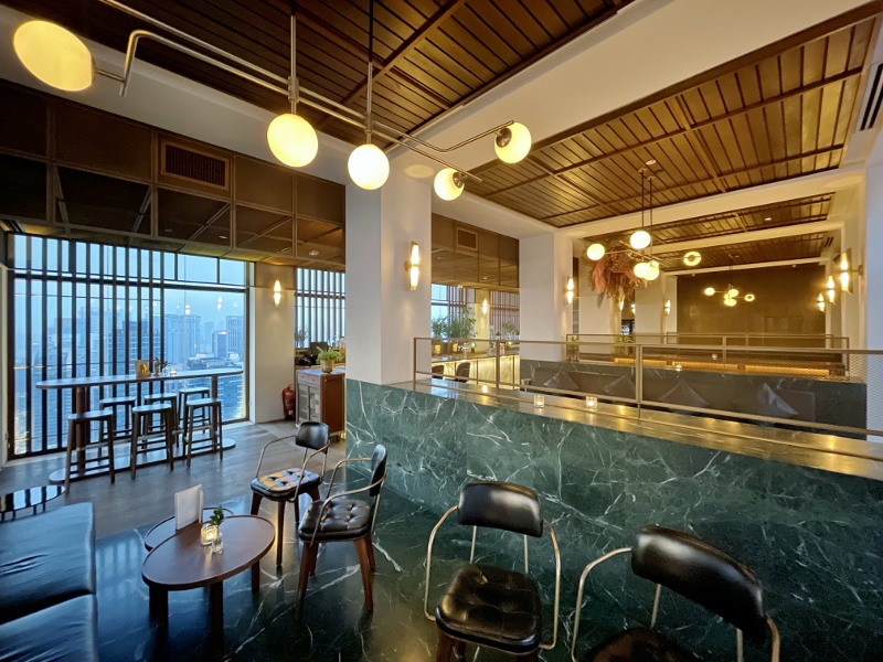 Seating area at Le Comptoir d'Entier private dining area and bar at Alila Bangsar Hotel Kuala Lumpur