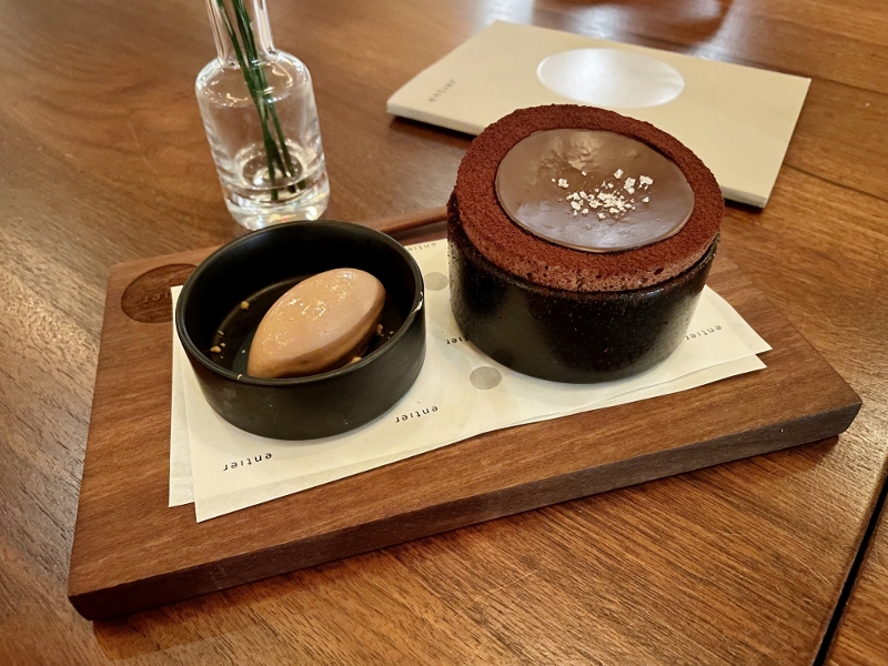 Dark chocolate souffle at Entier restaurant at Alila Bangsar Hotel Kuala Lumpur