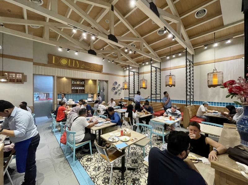 Seating area at Dolly Dim Sum restaurant at NU Sentral shopping mall