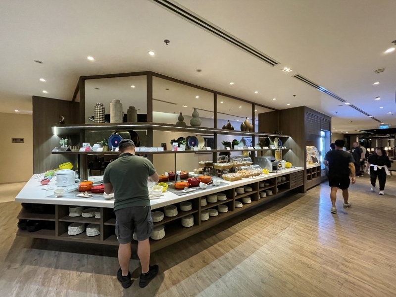 Food display area at Marhaba Lounge at Changi Airport Terminal 1