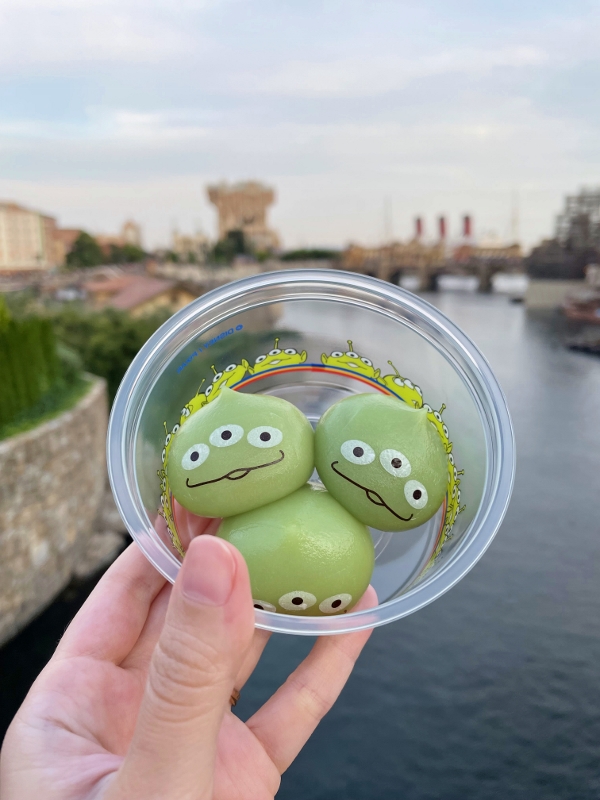 Green alien mochi from Yucatan Base Camp Grill at Tokyo DisneySea