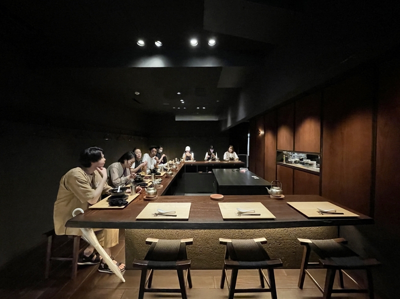 Seating area at Roku restaurant at Good Nature Hotel Kyoto