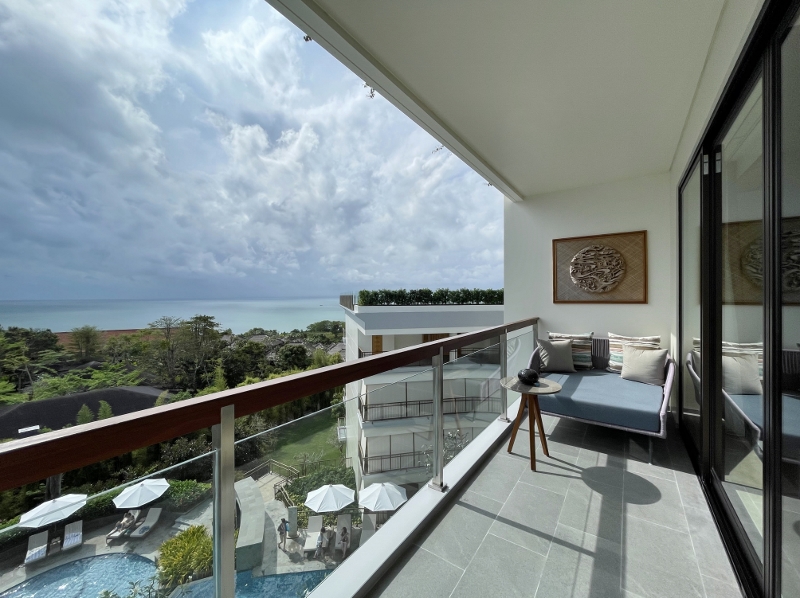 Balcony in One Bedroom Ocean View Room at AYANA Segara Bali Hotel