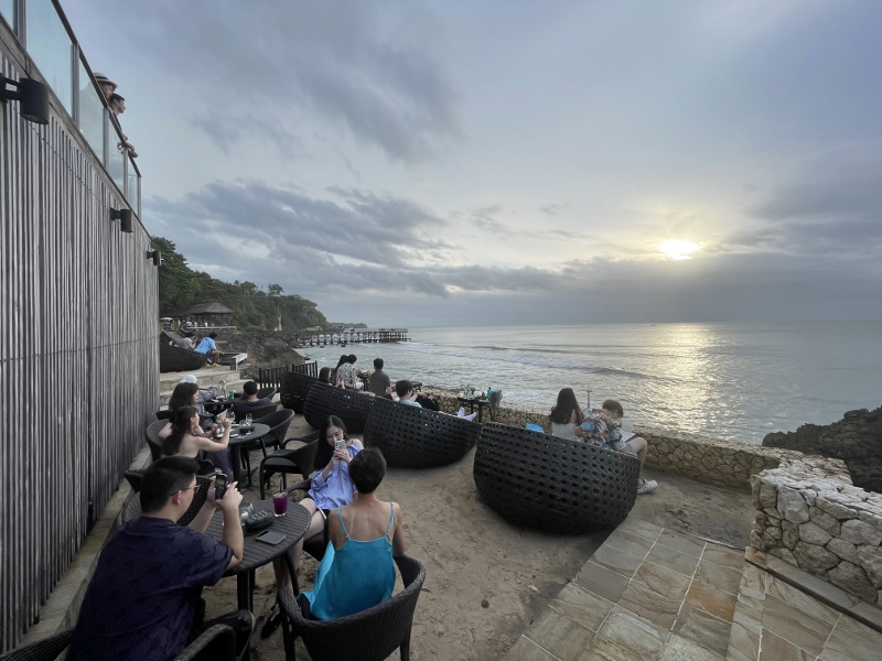 Seating area at Rock Bar at AYANA Resort Bali